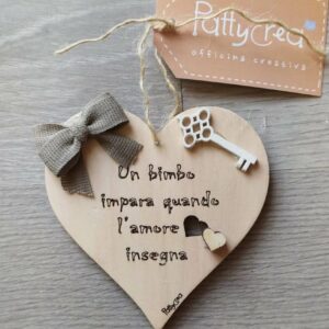CUORE CON FRASE H.100MM FIOCCO E CHIAVE 2200