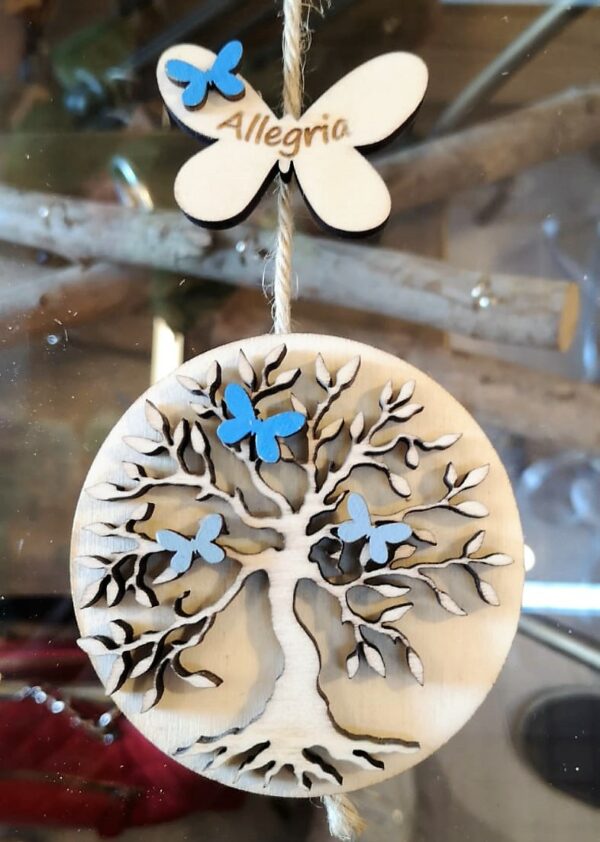 Albero della vita con farfalla in legno personalizzabile D.10cm 3375 Pattycrea