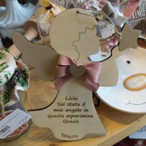 Angelo legno con stella H.20cm Pattycrea
