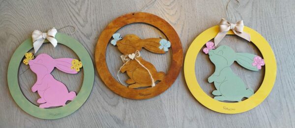 Cerchio in legno con coniglietto personalizzabile D.20cm Pattycrea