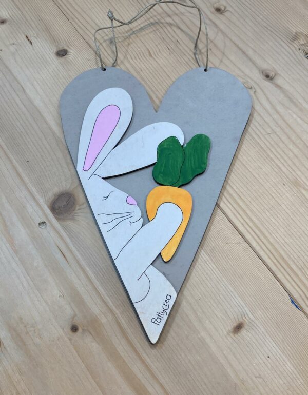 Cuore con coniglioi 25cm Pattycrea