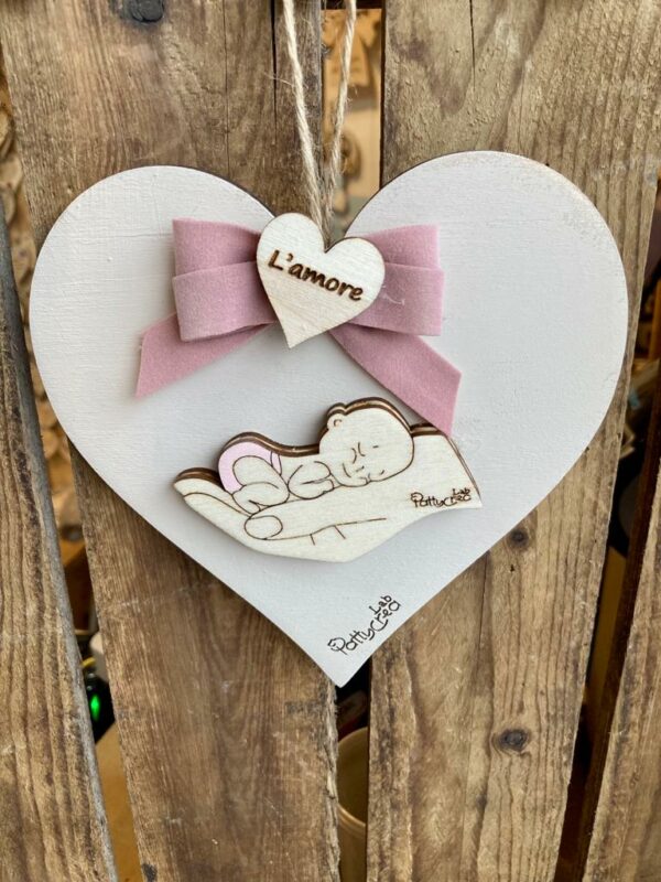 Cuore doppio ondulato con mano H.15cm Pattycrea