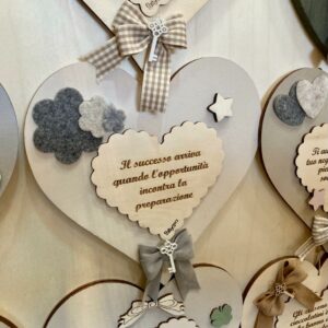 Cuore legno frase incisa laser H.25cm Pattycrea