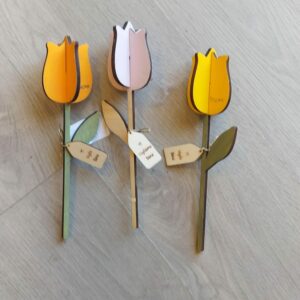 Fiore tulipano in legno inciso a laser H.30cm 3320 Pattycrea