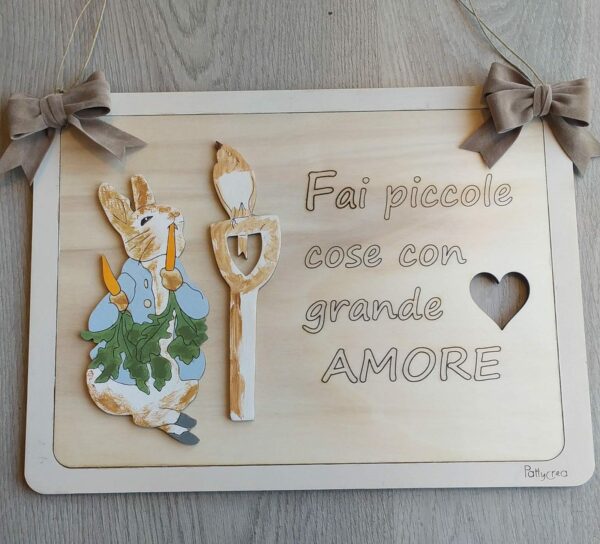 Fuoriporta rettangolare 35x26cm con coniglio e frase personalixzzabile Pasqua Pattycrea