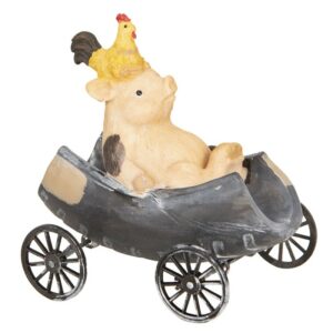 Maiale e gallo nel carrello 11x6x11 cm Clayre e Eef saldi