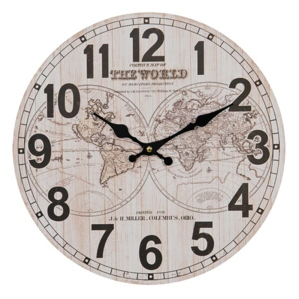 Orologio da parete D 34 cm marrone beige Mappa del Mondo Clayre e Eef