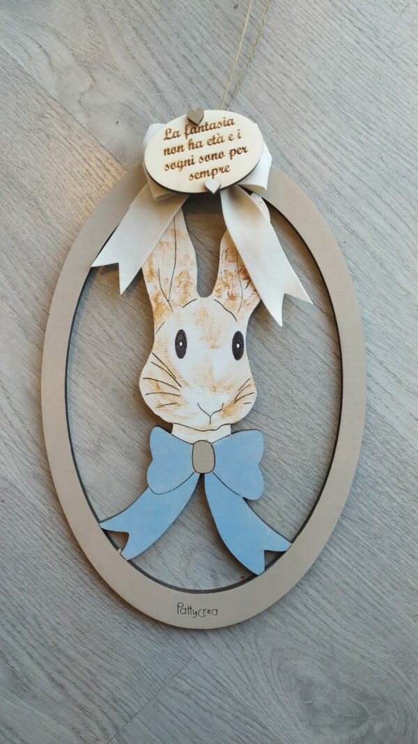 Ovale con coniglio dipinto 30x20cm 3235 Pasqua