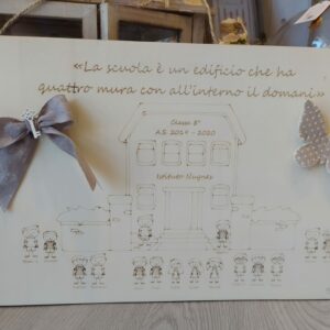 Pannello Scuola inciso a laser personaggi e frasi 50x35 cm 2273 Pattycrea