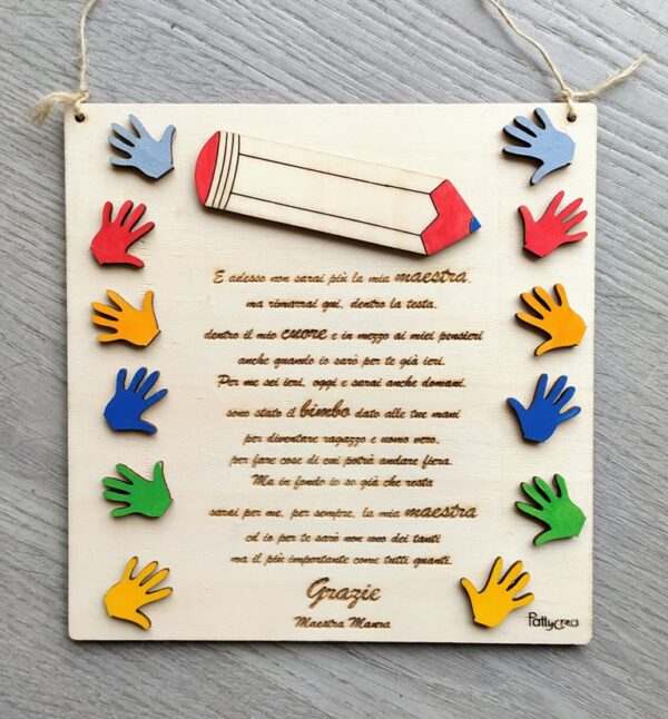 Quadretto con frase e manine personalizzabile H.30cm 2868