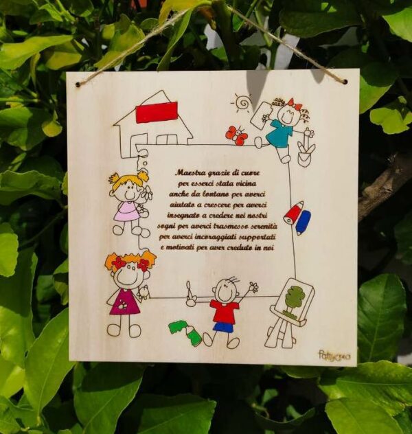 Quadretto in legno con frase incesa personalizzabile H20cm 2885