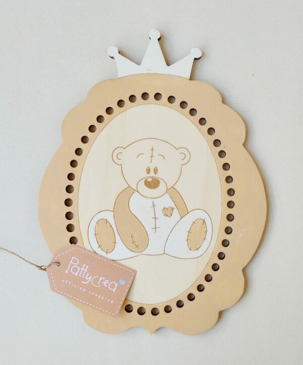 Quadretto ovale con coroncina orsetto pigiama H.30cm Pattycrea