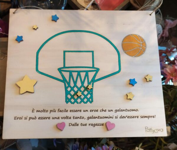 Targa basket incisa personalizzata H.25x29cm 3302