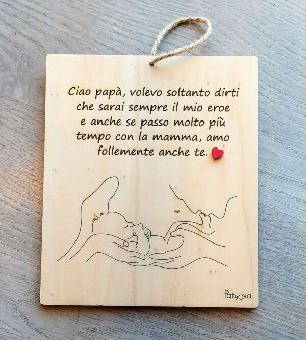 Targa il legno incisa per la Festa del Papà H20 cm Pattycrea