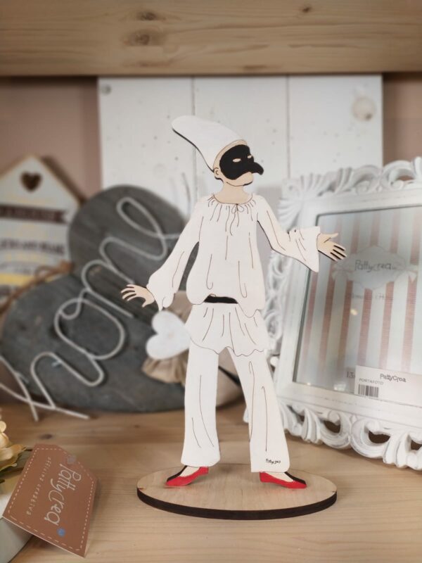 Pulcinella in legno inciso a laser H.30cm 2257 Pattycrea