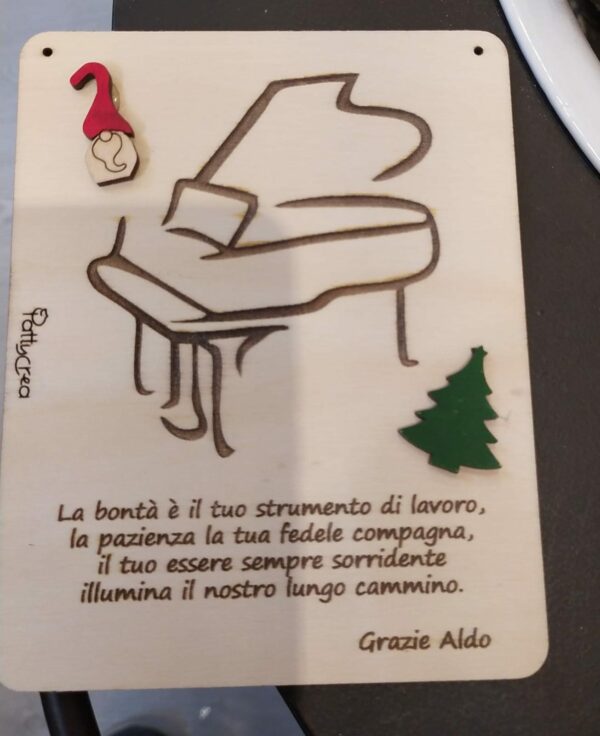 Quadretto con pianofortee frase personalizzabile e chiave Patticrea