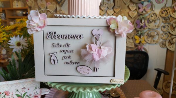 Quadro legno con ballerina incisa a laser personalizzabile 25x18 cm 3399 Pattycrea