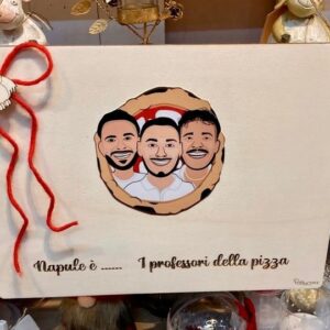 Rettangolo in legno inciso a laser con foto logo pizzeria con frase personalizzata L.40cm Pattycrea