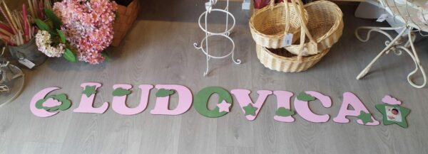 Scritta Ludovica in legno incisa a laser personalzabile singola lettera H.20cm 3396 Pattycrea