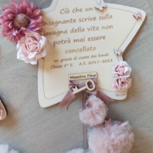 Stella legno incisa a laser con frase fiocco e chiave H.35cm 3352 Pattycrea