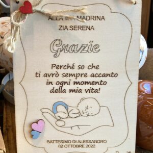 Targa incisa a laser con dedica madrina personalizzabile  Idea Regalo H.20cm Pattycrea