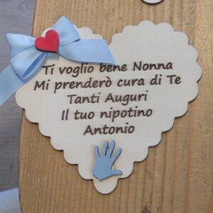 Cuore smerlato con frase ti voglio bene nonna Idea Regalo festa dei nonni Pattycrea