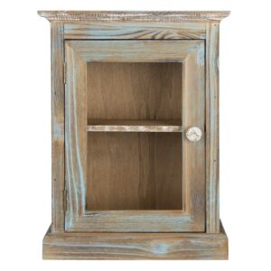 Armadio A Muro 30x15x40 Cm Marrone, Blu Legno Rettangolare Armadietto A Muro Clayre