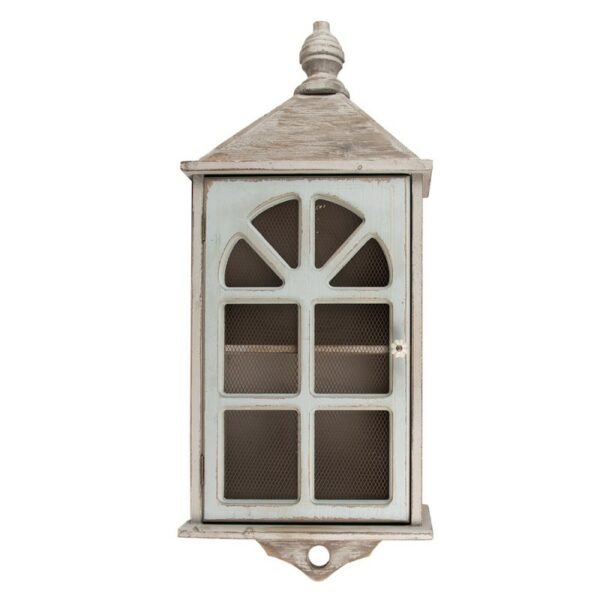 Mensola da parete 35x17x89 cm Grigio Legno Vetro Armadio di archiviazione Clayre