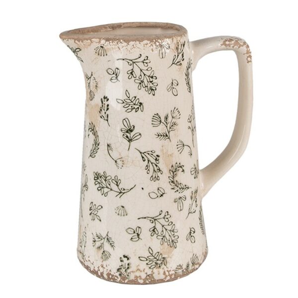 Brocca Decorativa 15x10x19 Cm Grigio, Blu Ceramica Fiorellini Caraffa Clayre