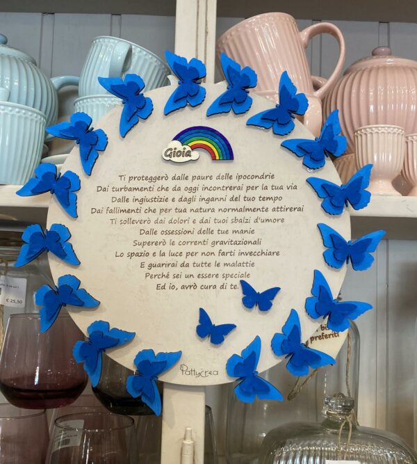 Cerchio con farfalle e scritta personalizzabile D.25cm 3984 Pattycrea
