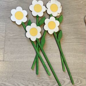 Fiore legno margherita dipinto a mano H.38cm Pattycrea