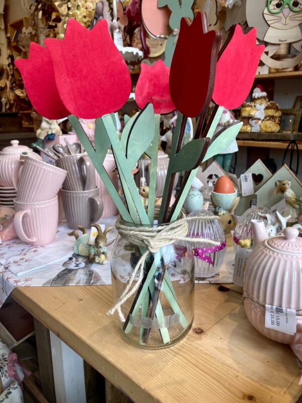 Fiore legno tulipano dipinto a mano H.38cm pattycrea
