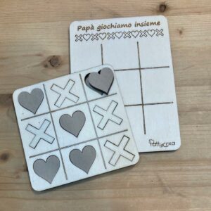 Gioco tris legno Papà giochiamo insieme idea regalo Festa del Papà Pattycrea 25cm