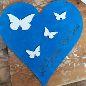 Logo cuore  legno inciso Laser l'autismo del cuore D40cm 3856