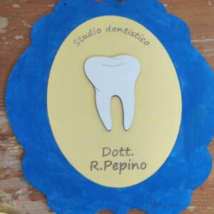 Logo quadretto legno inciso dentista personalizzabile H.25cm Pattycrea