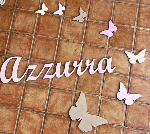 Nome Azzurra con farfalle L.70cm 3975 Pattycrea
