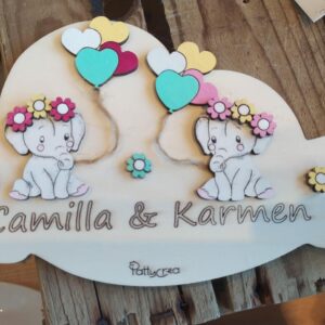 Nuvola con elefantini palloncini personalizzabile 20cm Pattycrea