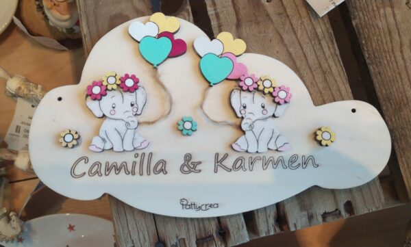 Nuvola con elefantini palloncini personalizzabile 20cm Pattycrea