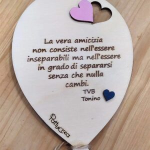 Palloncino legno dipinto frase personalizzabile H.13cm Pattycrea
