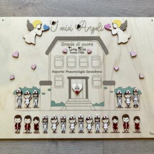 Pannello santobonocon infermieri e dedica inciso a laser personaggi e frasi 50x35 cm Pattycrea