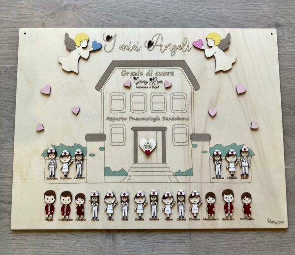 Pannello santobonocon infermieri e dedica inciso a laser personaggi e frasi 50x35 cm Pattycrea