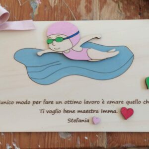 Quadretto con bimba nuotatrice 25x20 Pattycrea