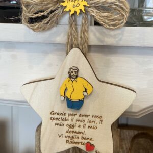 Stella con omino e sole frase personalizzabile H.12cm 3968 Pattycrea