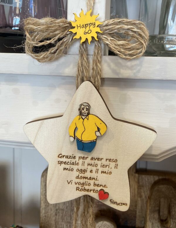 Stella con omino e sole frase personalizzabile H.12cm 3968 Pattycrea