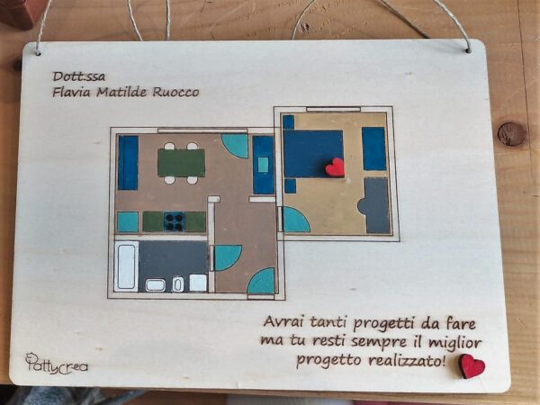 Targa legno laurea in archittetura 20x15cm personalizzabile dipinta a mano Pattycrea