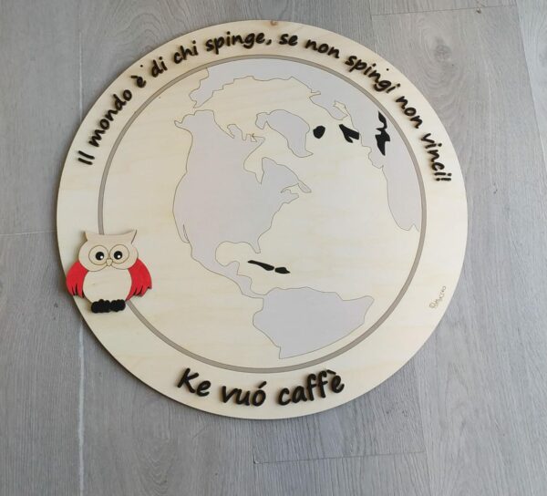 Cerchio in legno inciso a laser logo - Ke vuo cafe - D.50cm con frase personalizzata 4033 Pattycrea