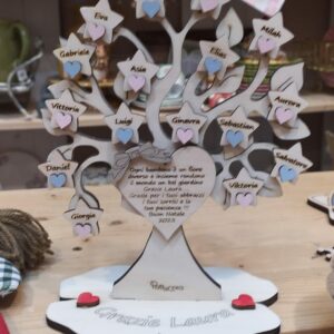 Albero della vita legno con base per maestre personalizzabili H.20cm Pattycrea