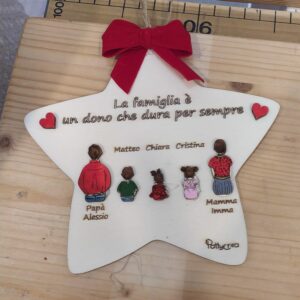 Stella Natale legno inciso laser e dipinto a mano nonni personalizzabile D.13cm Pattycrea