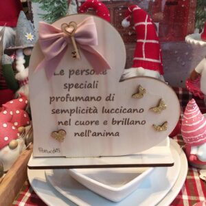 Cuore con base inciso a laser dedica  personalizzabile Idea Regalo H.20cm Pattycrea
