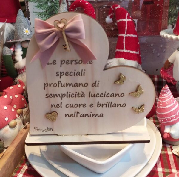 Cuore con base inciso a laser dedica  personalizzabile Idea Regalo H.20cm Pattycrea